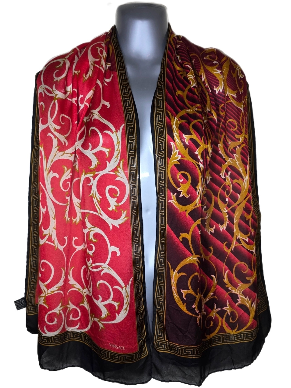 90s Authentic Versace Vintage Baroque Silk Scarf Shawl 100% Silk Made In Italy